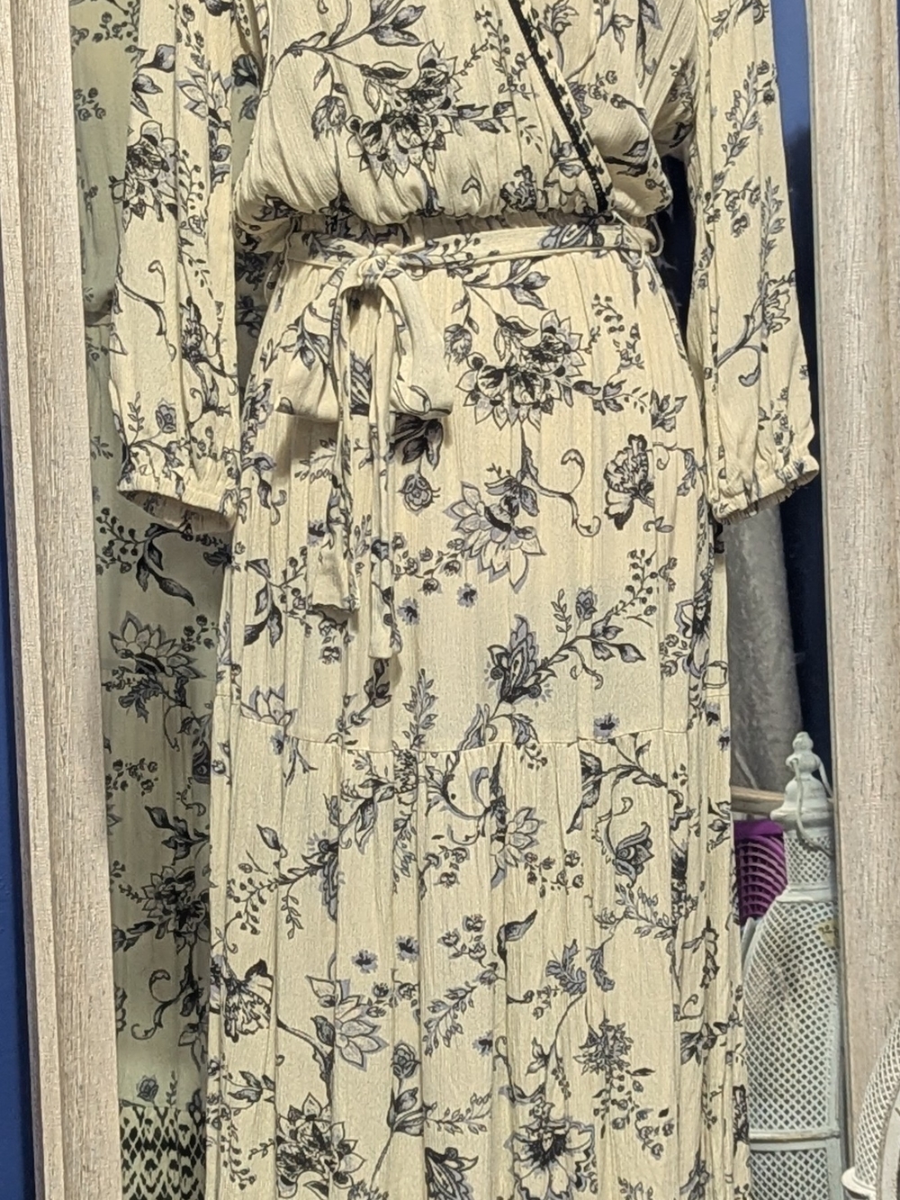 Knox Rose Cream Maxi Wrap Dress with Black Floral Print